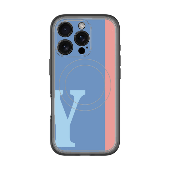 スリムプロテクションプレミアムケース with MagSafe［ オリジナル - initial color line - Y blue ］