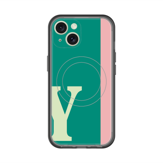 スリムプロテクションプレミアムケース with MagSafe［ オリジナル - initial color line - Y green ］