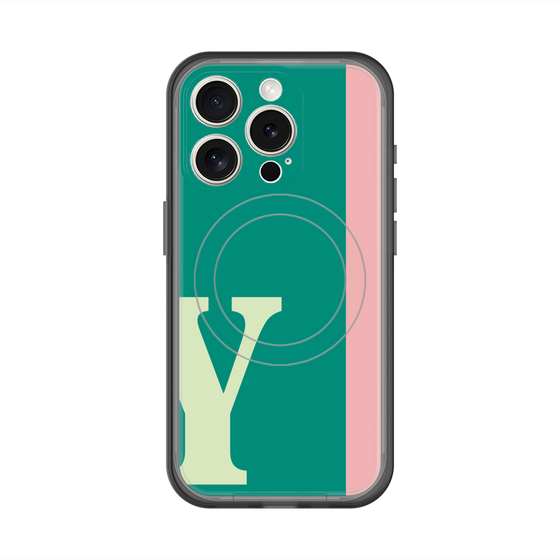スリムプロテクションプレミアムケース with MagSafe［ オリジナル - initial color line - Y green ］