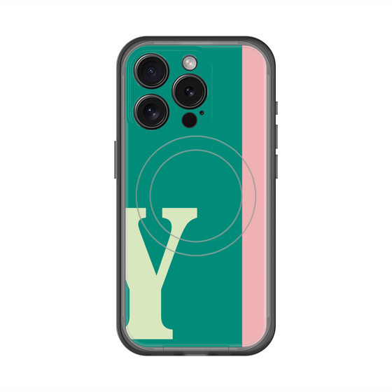 スリムプロテクションプレミアムケース with MagSafe［ オリジナル - initial color line - Y green ］