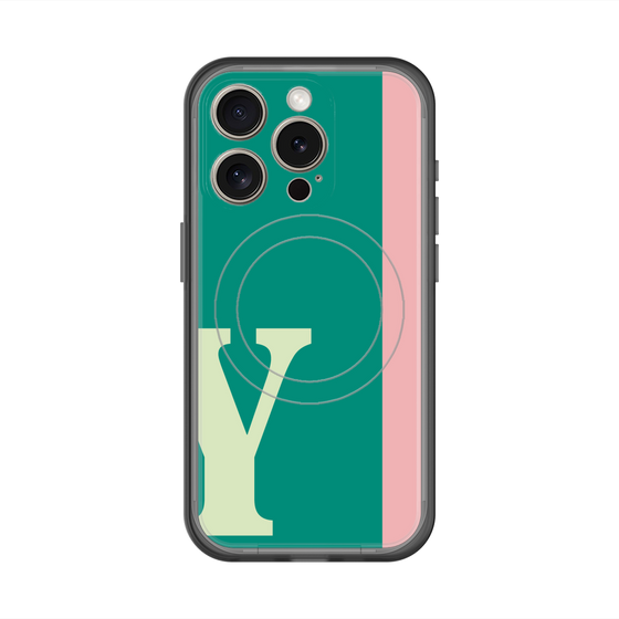 スリムプロテクションプレミアムケース with MagSafe［ オリジナル - initial color line - Y green ］