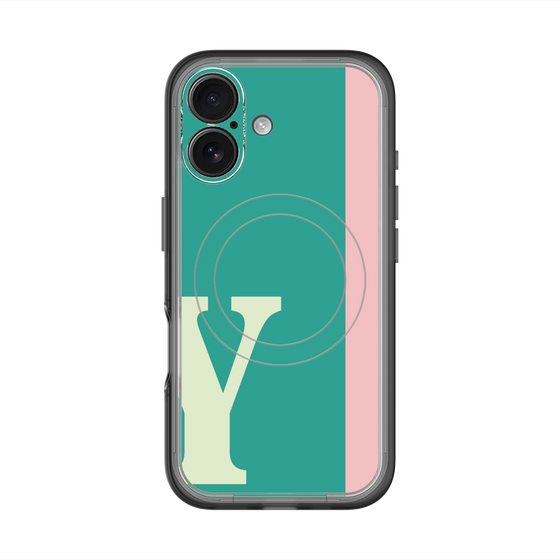 スリムプロテクションプレミアムケース with MagSafe［ オリジナル - initial color line - Y green ］