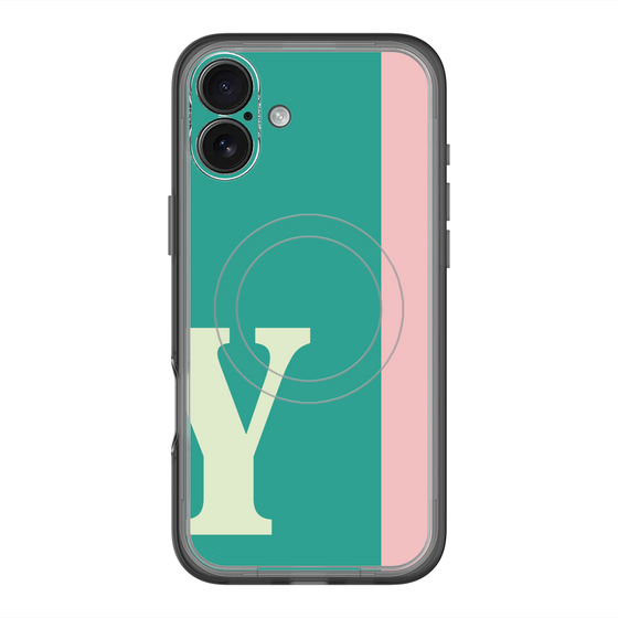 スリムプロテクションプレミアムケース with MagSafe［ オリジナル - initial color line - Y green ］