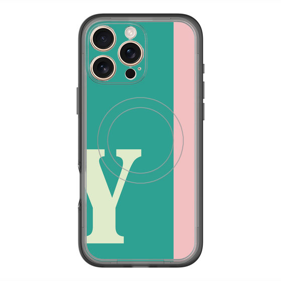 スリムプロテクションプレミアムケース with MagSafe［ オリジナル - initial color line - Y green ］