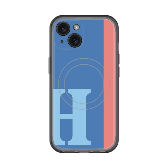 スリムプロテクションプレミアムケース with MagSafe［ オリジナル - initial color line - H blue ］