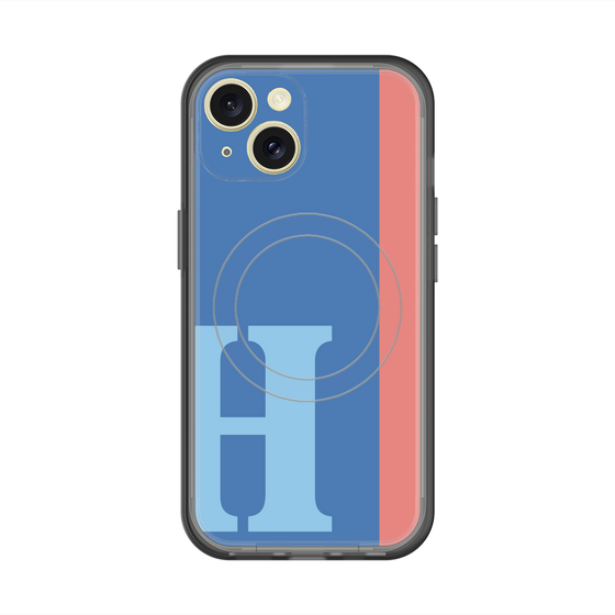 スリムプロテクションプレミアムケース with MagSafe［ オリジナル - initial color line - H blue ］