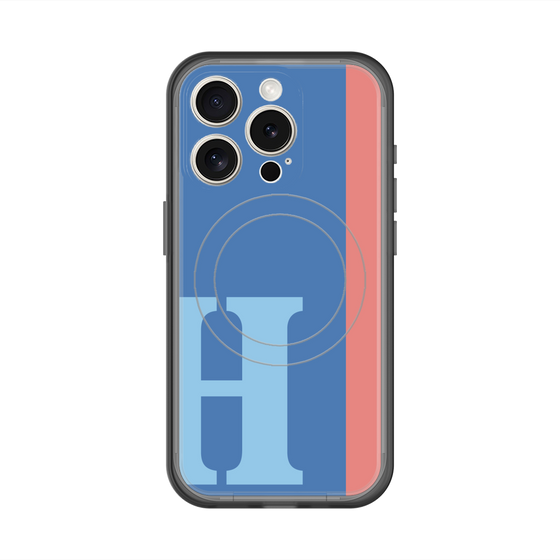 スリムプロテクションプレミアムケース with MagSafe［ オリジナル - initial color line - H blue ］