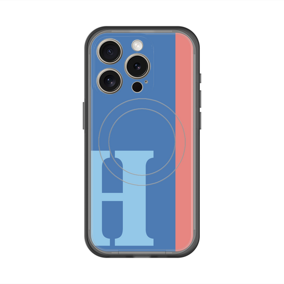 スリムプロテクションプレミアムケース with MagSafe［ オリジナル - initial color line - H blue ］