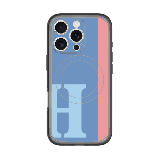 スリムプロテクションプレミアムケース with MagSafe［ オリジナル - initial color line - H blue ］