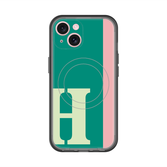スリムプロテクションプレミアムケース with MagSafe［ オリジナル - initial color line - H green ］