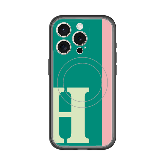 スリムプロテクションプレミアムケース with MagSafe［ オリジナル - initial color line - H green ］