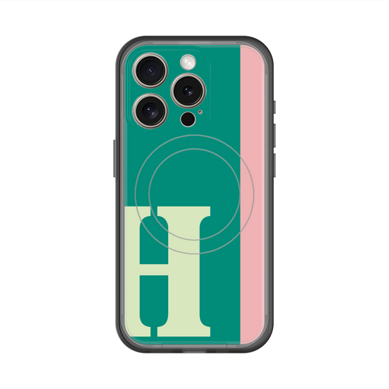 スリムプロテクションプレミアムケース with MagSafe［ オリジナル - initial color line - H green ］