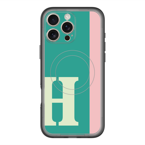 スリムプロテクションプレミアムケース with MagSafe［ オリジナル - initial color line - H green ］