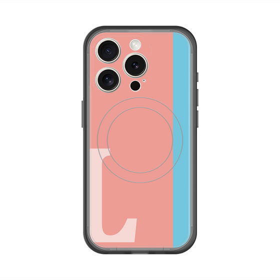 スリムプロテクションプレミアムケース with MagSafe［ オリジナル - initial color line - L pink ］