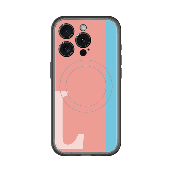 スリムプロテクションプレミアムケース with MagSafe［ オリジナル - initial color line - L pink ］