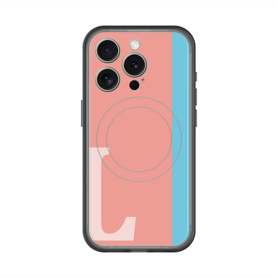 スリムプロテクションプレミアムケース with MagSafe［ オリジナル - initial color line - L pink ］