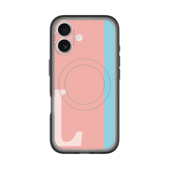 スリムプロテクションプレミアムケース with MagSafe［ オリジナル - initial color line - L pink ］