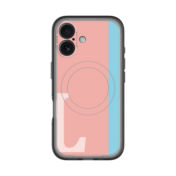 スリムプロテクションプレミアムケース with MagSafe［ オリジナル - initial color line - L pink ］