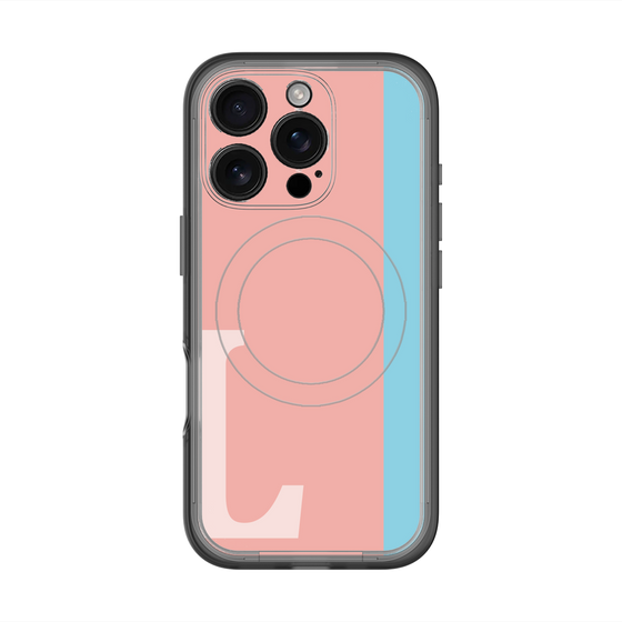 スリムプロテクションプレミアムケース with MagSafe［ オリジナル - initial color line - L pink ］