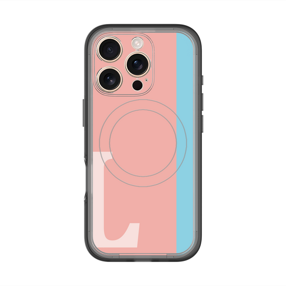 スリムプロテクションプレミアムケース with MagSafe［ オリジナル - initial color line - L pink ］