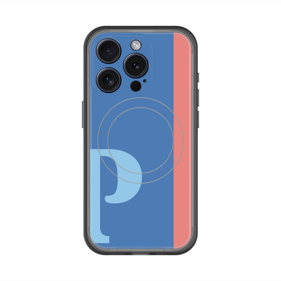 スリムプロテクションプレミアムケース with MagSafe［ オリジナル - initial color line - P blue ］