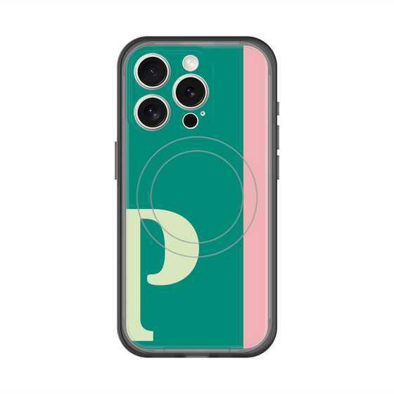 スリムプロテクションプレミアムケース with MagSafe［ オリジナル - initial color line - P green ］