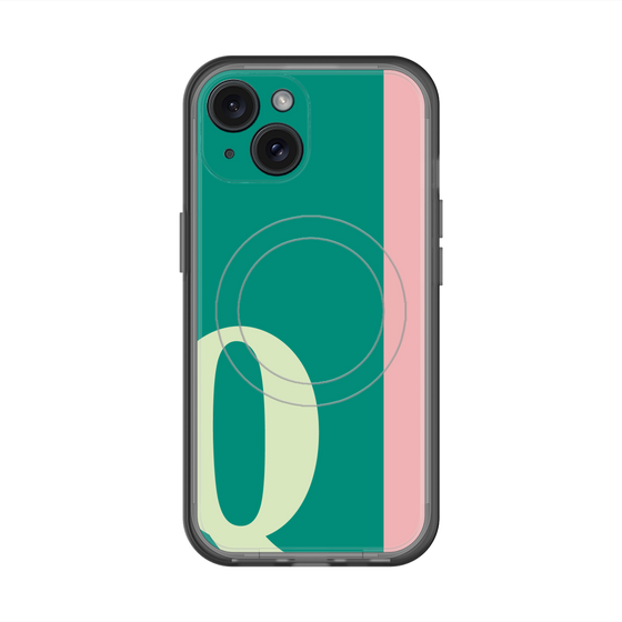 スリムプロテクションプレミアムケース with MagSafe［ オリジナル - initial color line - Q green ］