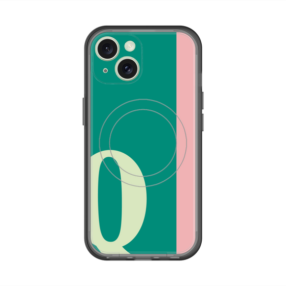 スリムプロテクションプレミアムケース with MagSafe［ オリジナル - initial color line - Q green ］