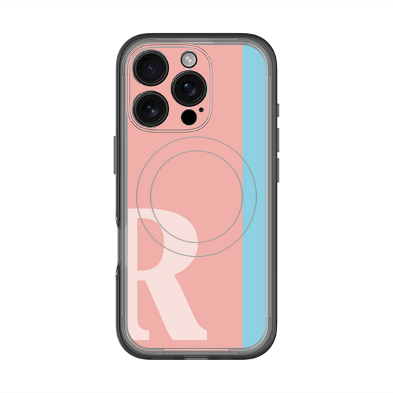 スリムプロテクションプレミアムケース with MagSafe［ オリジナル - initial color line - R pink ］
