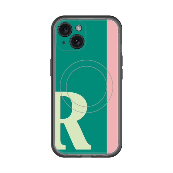 スリムプロテクションプレミアムケース with MagSafe［ オリジナル - initial color line - R green ］
