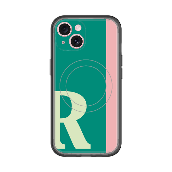 スリムプロテクションプレミアムケース with MagSafe［ オリジナル - initial color line - R green ］