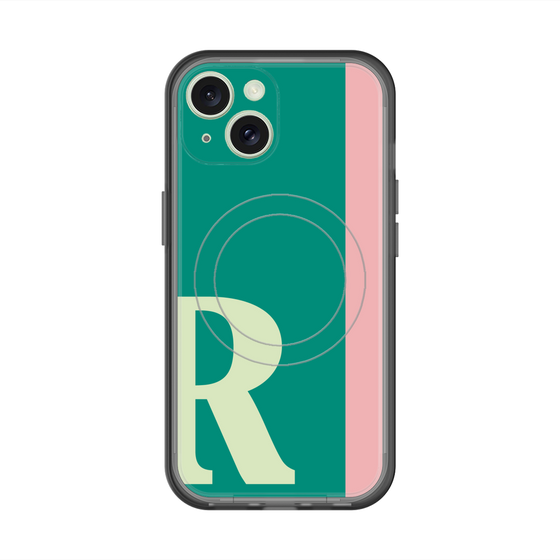 スリムプロテクションプレミアムケース with MagSafe［ オリジナル - initial color line - R green ］