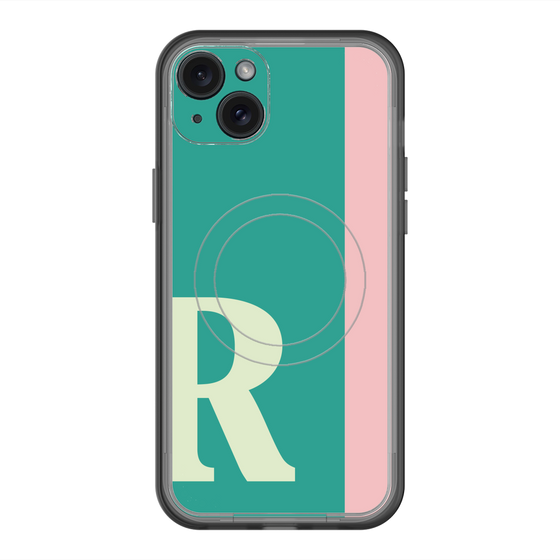 スリムプロテクションプレミアムケース with MagSafe［ オリジナル - initial color line - R green ］