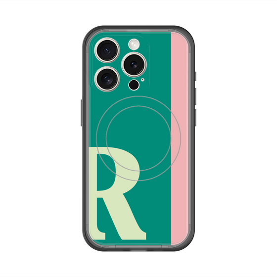 スリムプロテクションプレミアムケース with MagSafe［ オリジナル - initial color line - R green ］