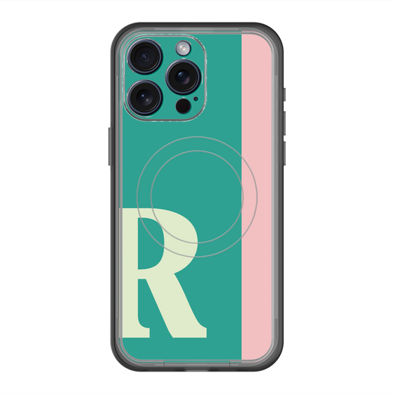 スリムプロテクションプレミアムケース with MagSafe［ オリジナル - initial color line - R green ］