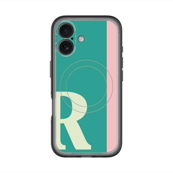 スリムプロテクションプレミアムケース with MagSafe［ オリジナル - initial color line - R green ］