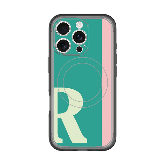 スリムプロテクションプレミアムケース with MagSafe［ オリジナル - initial color line - R green ］