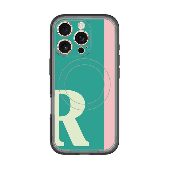 スリムプロテクションプレミアムケース with MagSafe［ オリジナル - initial color line - R green ］