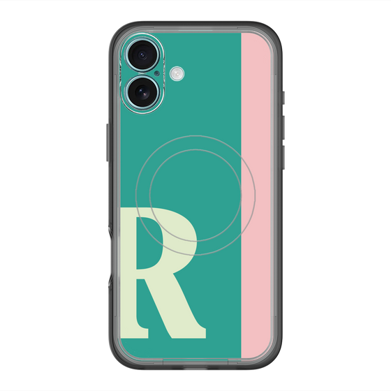 スリムプロテクションプレミアムケース with MagSafe［ オリジナル - initial color line - R green ］
