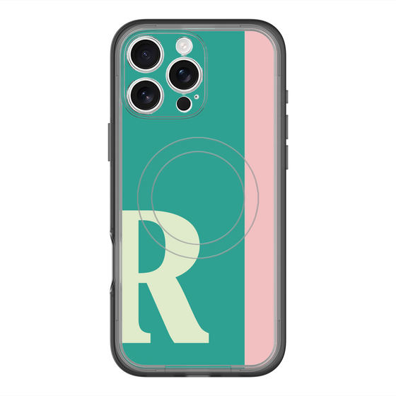 スリムプロテクションプレミアムケース with MagSafe［ オリジナル - initial color line - R green ］