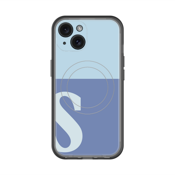 スリムプロテクションプレミアムケース with MagSafe［ オリジナル - initial two tone - S blue ］