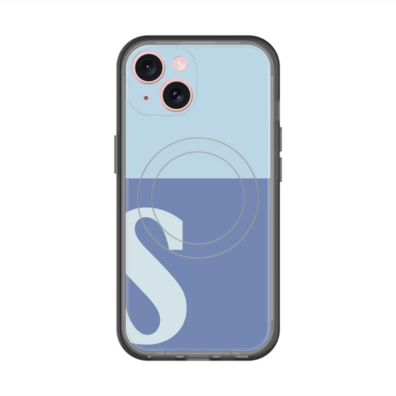 スリムプロテクションプレミアムケース with MagSafe［ オリジナル - initial two tone - S blue ］