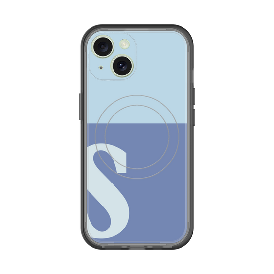スリムプロテクションプレミアムケース with MagSafe［ オリジナル - initial two tone - S blue ］