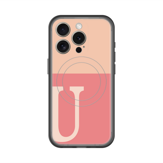 スリムプロテクションプレミアムケース with MagSafe［ オリジナル - initial two tone - U pink ］