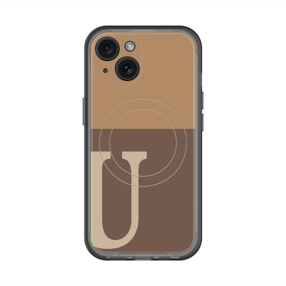 スリムプロテクションプレミアムケース with MagSafe［ オリジナル - initial two tone - U brown ］
