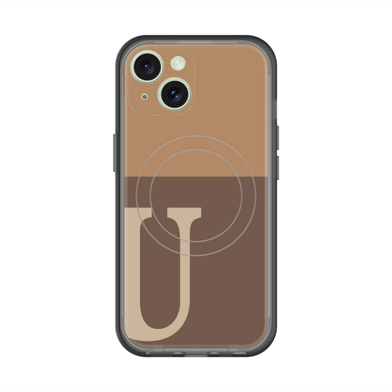 スリムプロテクションプレミアムケース with MagSafe［ オリジナル - initial two tone - U brown ］