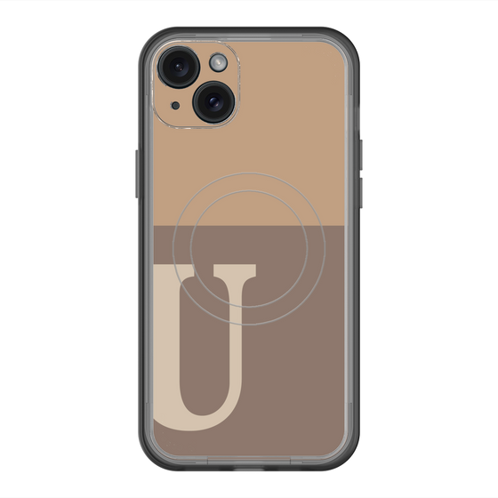 スリムプロテクションプレミアムケース with MagSafe［ オリジナル - initial two tone - U brown ］