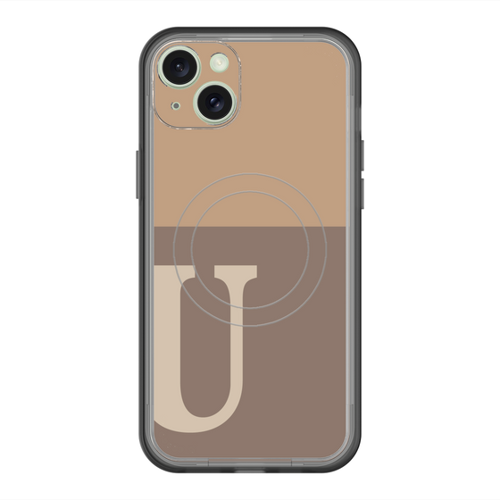 スリムプロテクションプレミアムケース with MagSafe［ オリジナル - initial two tone - U brown ］