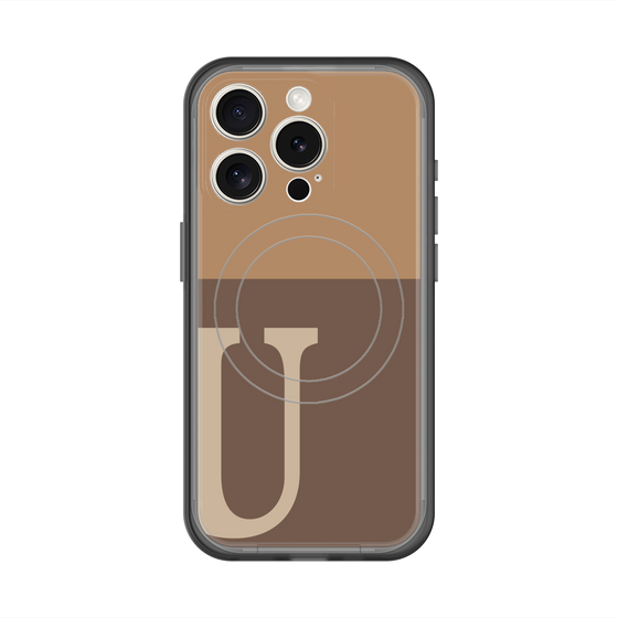 スリムプロテクションプレミアムケース with MagSafe［ オリジナル - initial two tone - U brown ］