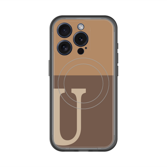 スリムプロテクションプレミアムケース with MagSafe［ オリジナル - initial two tone - U brown ］